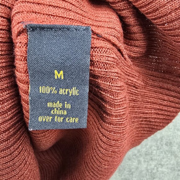 Outback Red Womens Crochet Yoke Sweater Rust Red Medium Acrylic Pullover Knit - Picture 5 of 8